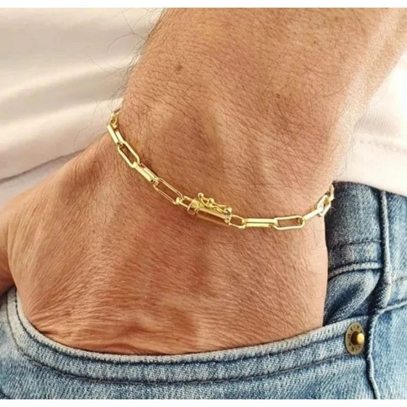 Pulseira Cartier Canhão Masculino 19cm 2.2mm  e 4.2mm Banhado a Ouro 18k